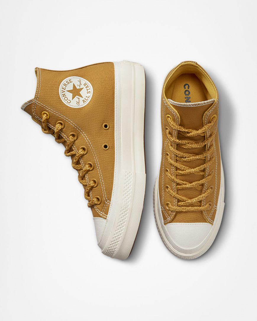 Zapatos Plataforma Converse Chuck Taylor All Star Lift Tonal Canvas Altas Mujer Naranjas Amarillo | PE 582047